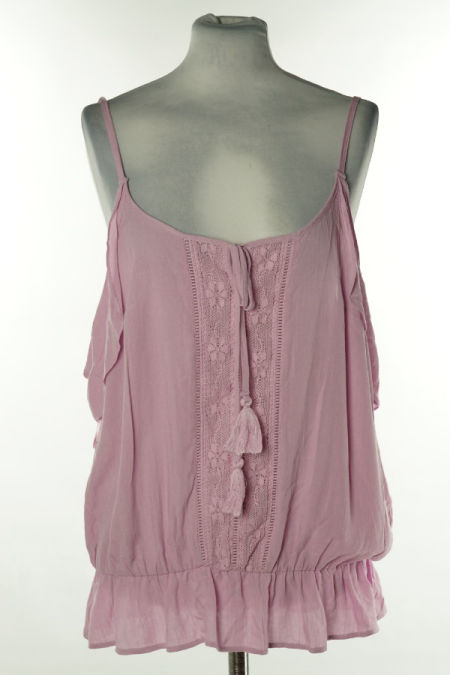 Bluzka różowa z ażurową wstawką