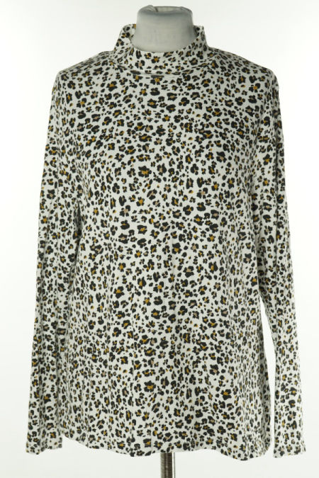 Bluzka biała w czarno-beżowe cętki