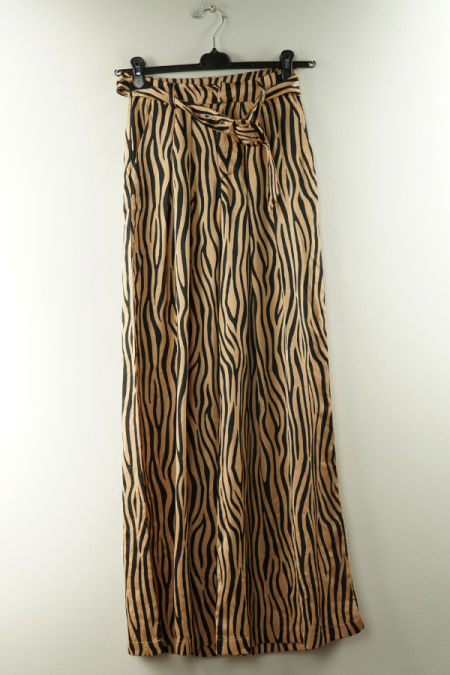 Spodnie beżowo-czarna zebra z paskiem