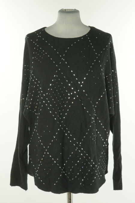 Sweter czarny w srebrne dżety