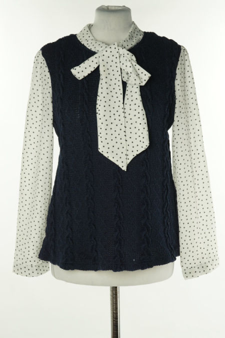 Sweter granatowy z białymi rękawami