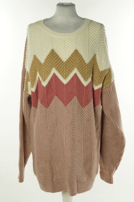 Sweter różowo-kremowy