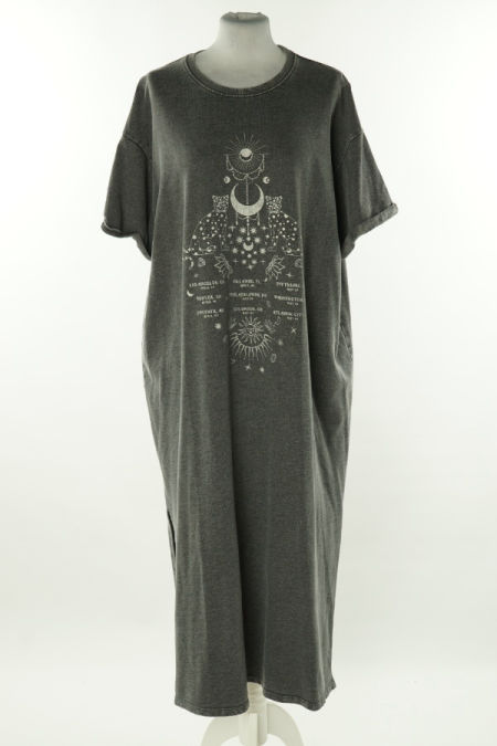 Sukienka szara z nadrukiem