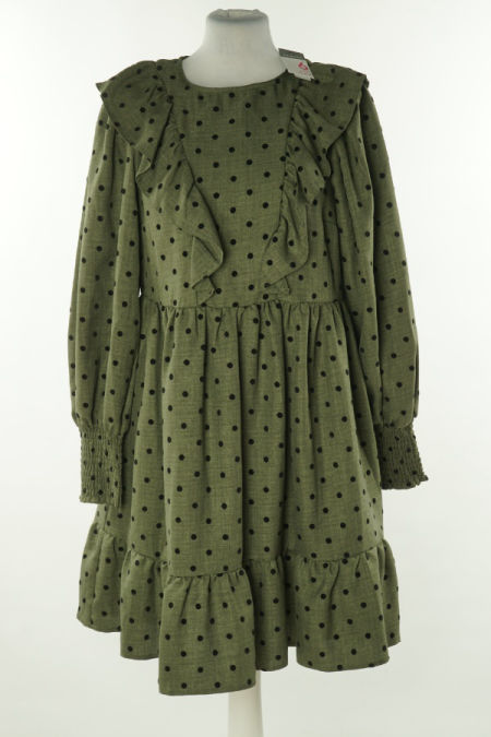 Sukienka zielona w czarne groszki