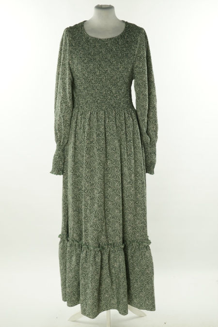Sukienka z marszczeniem zielona w drobne kwiatki