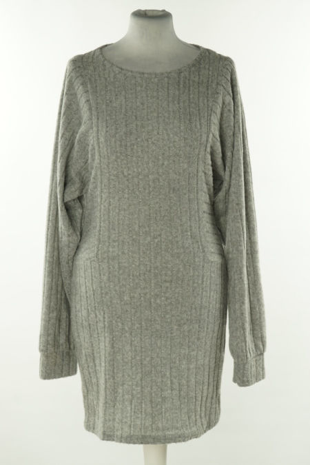 Sukienka sweterkowa szara prążkowana