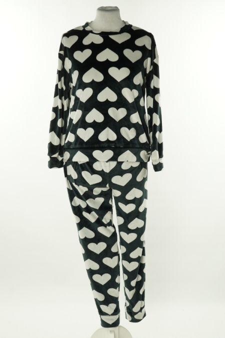 Piżama czarna w białe serca