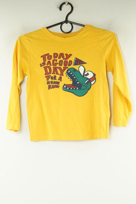 Bluzka żółta z napisem i dinozaurem