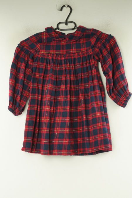 Sukienka czerwono - granatowa kraciasta