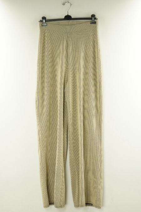 Spodnie materiałowe beżowe prążkowane