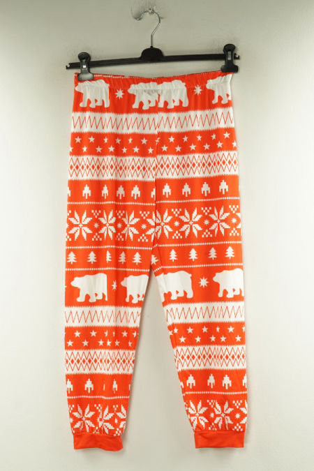 Spodnie piżamowe czerwono-białe świąteczne