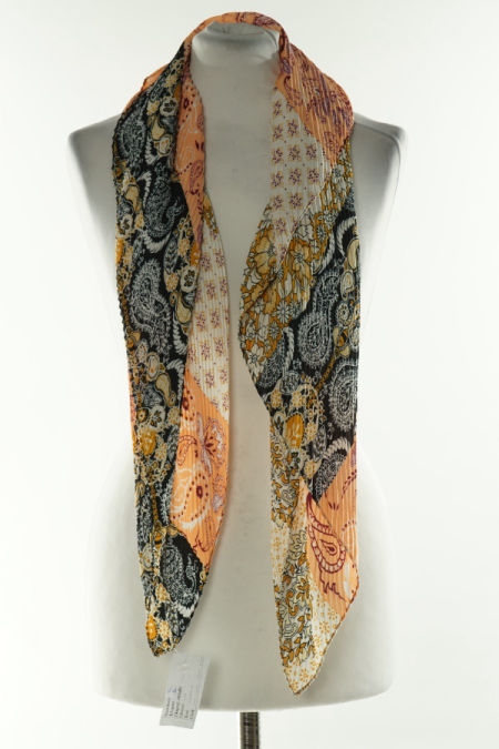 Szalik morelowo-czarny wzorzysty