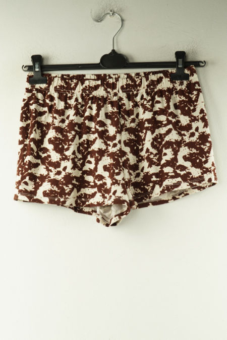 Krókie spodenki piżamowe brązowo - białe