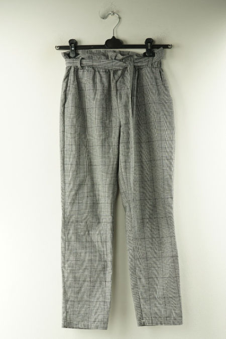 Spodnie szare kraciaste z paskiem