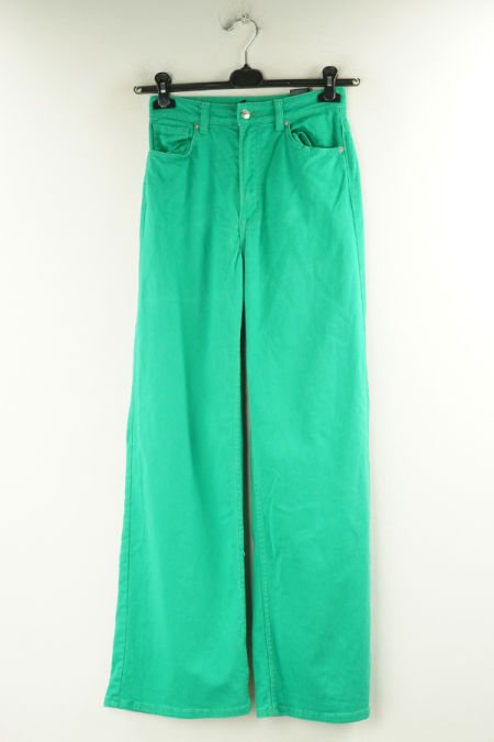 Spodnie zielone jeansowe z szerokimi nogawkami