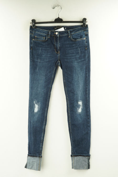 Spodnie granatowe jeansowe z przetarciami