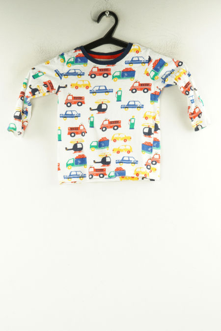 Bluzka biała w kolorowe auta