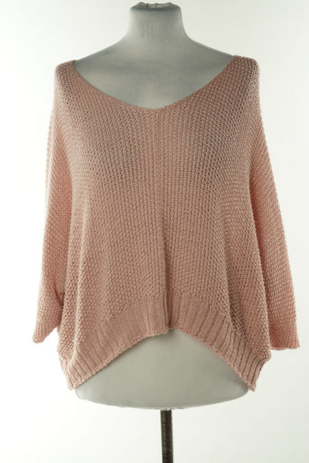 Sweterek cienki pudrowy róż 