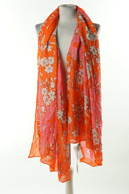 Szal pomarańczowy w kwiaty
