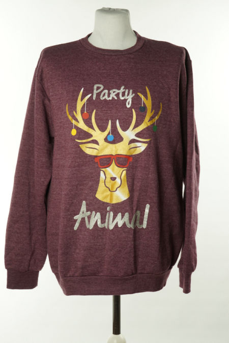 Bluza śliwkowa ze świątecznym motywem