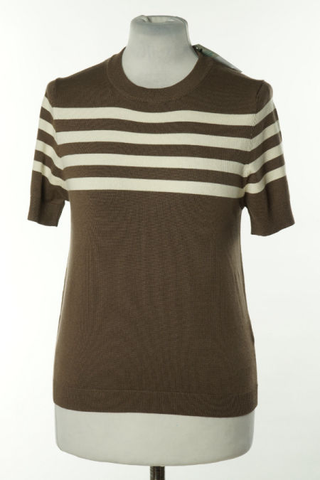 Bluzka sweterkowa brązowa w białe paski