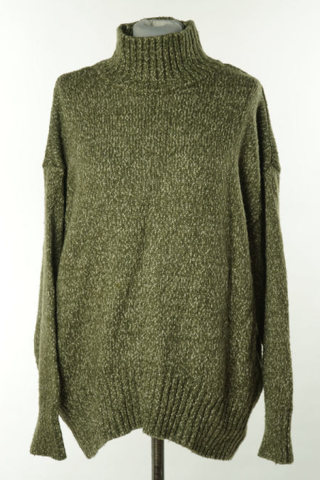 Sweter z wyższym kołnierzem zielony melanż