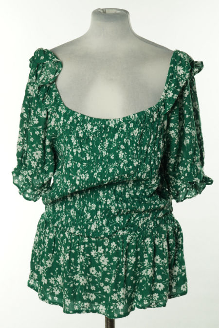 Bluzka zielona w białe kwiatki