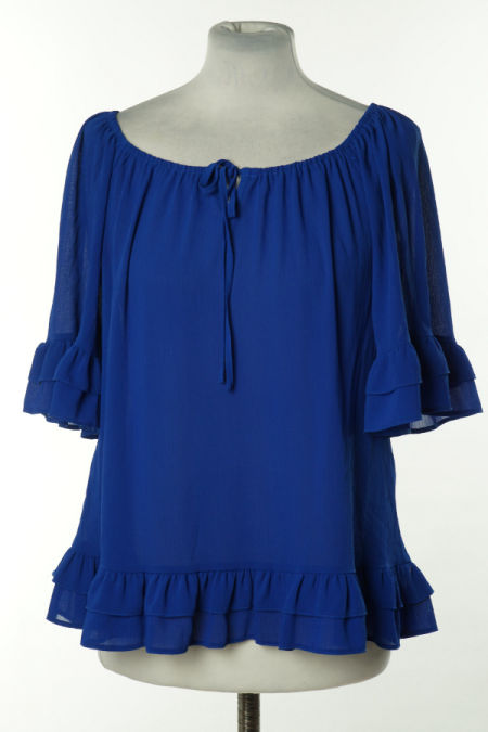 Bluzka niebieska z falbanką