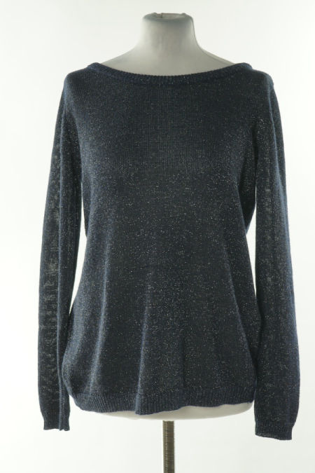 Sweter granatowy z błyszczącą nitką