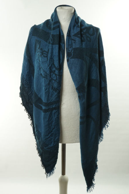 Szalik niebiesko czarny wzorzysty