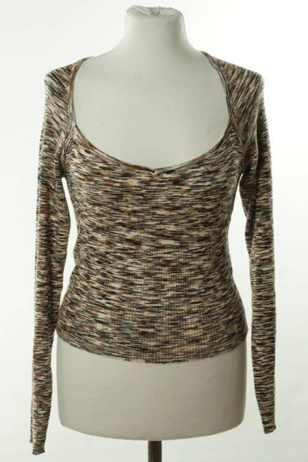 Bluzka prążkowana beżowa melanż Bershka