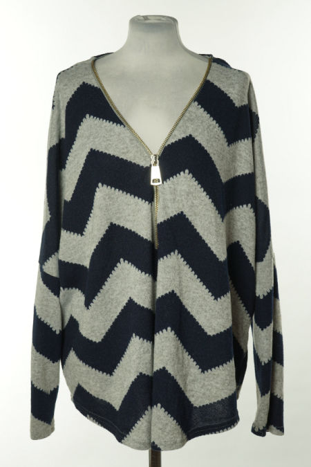 Bluzka sweterkowa szaro-granatowa