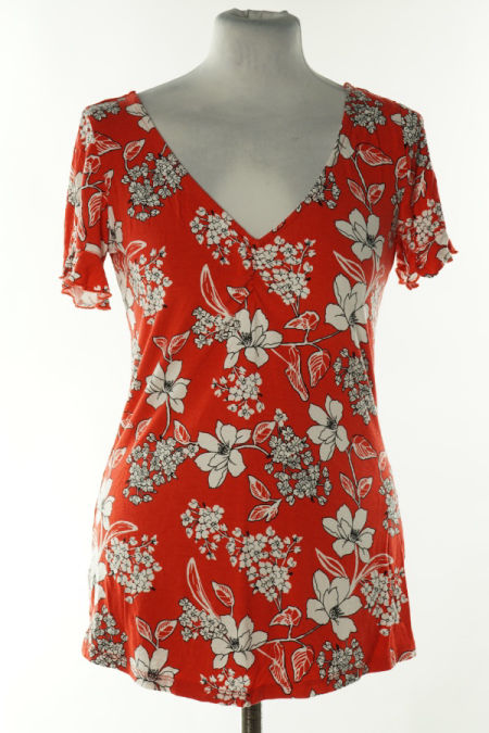 Bluzka czerwona w białe kwiatki