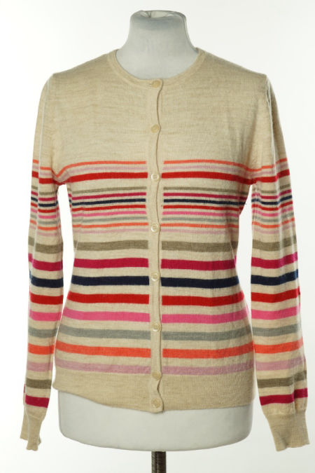 Kardigan beżowy w paski wełniany