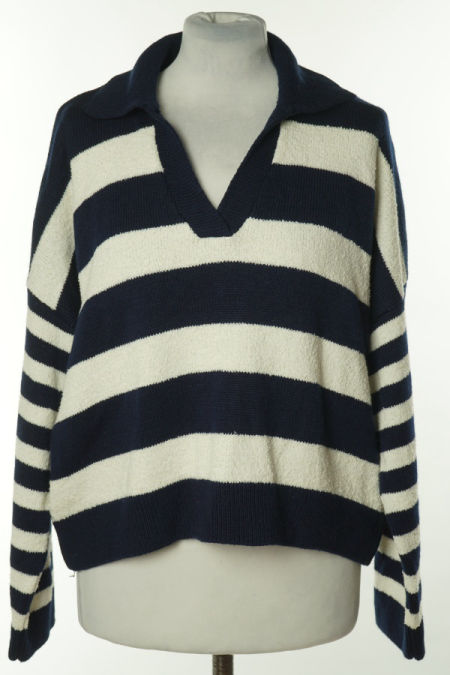 Sweter granatowo-biały w paski