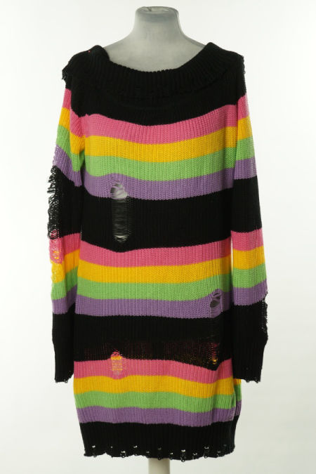 Sukienka sweterkowa wielokolorowa w paski