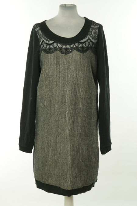 Sukienka sweterkowa czarno-szara