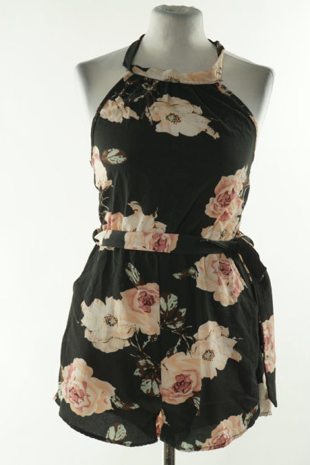 Kombinezon czarny w kwiaty