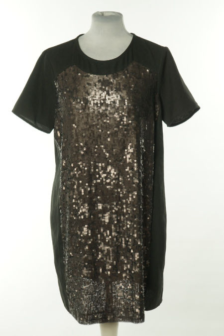 Sukienka czarna z cekinowym przodem