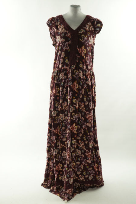 Sukienka wiśniowa w kolorowe wzory