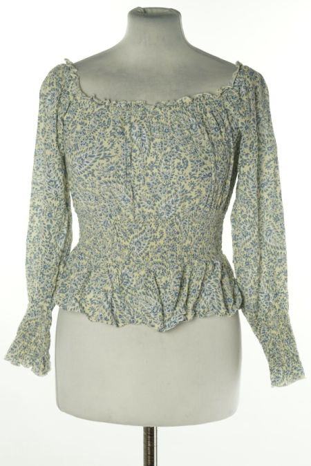 Bluzka masełkowa w drobne niebieskie kwiatki