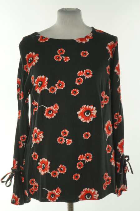 Bluzka czarna w czerwone kwiaty