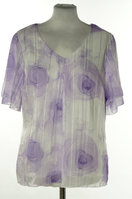 Bluzka biało-fioletowa w kwiaty