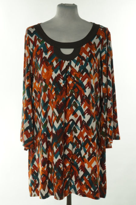 Bluzka pomarańczowo-zielona wzorzysta