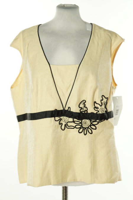 Bluzka beżowa z czarnymi wstawkami