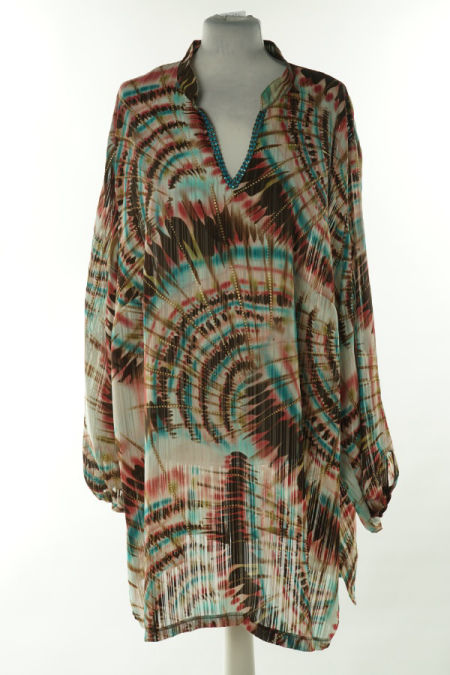 Bluzka zielono-bordowa wzorzysta