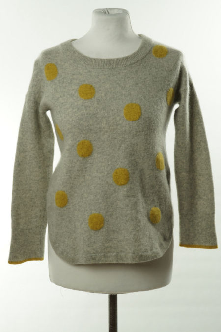 Sweter szary w miodowe grochy kaszmirowy 