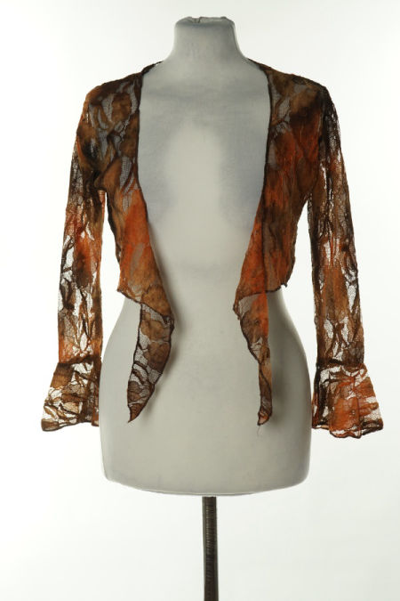 Narzutka brązowo-pomarańczowe koronkowa