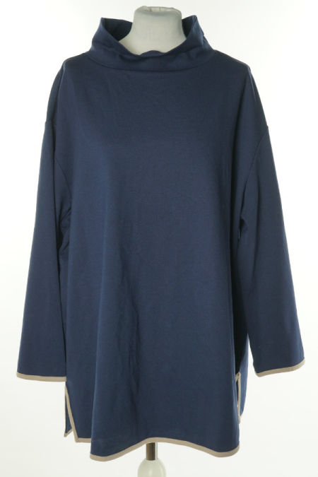 Tunika granatowa z beżowym wykończeniem