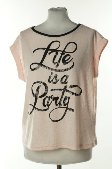 Bluzka różowa z czarnym napisem